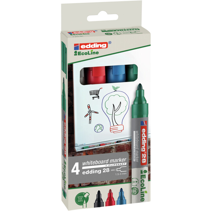 EDDING Whiteboardmarker-Set 28 Ecoline Rundsitze 1,5-3 mm mehrere Farben
