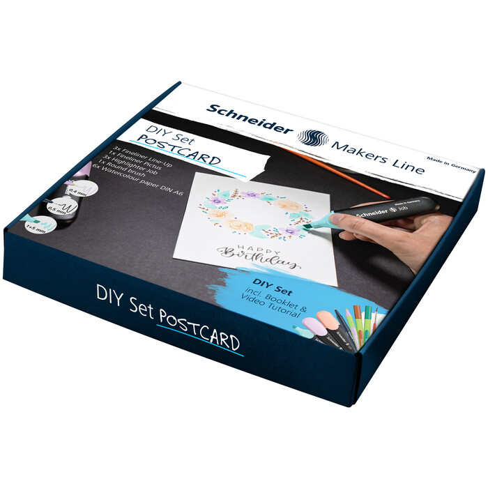 SCHNEIDER Handlettering-Set Markers Line DIY Postcard 14-teilig