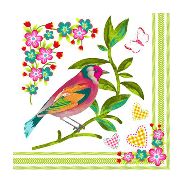 PAPSTAR Servietten Birdie 20 Stück 1/4-Falz 33 cm x 33 cm bunt