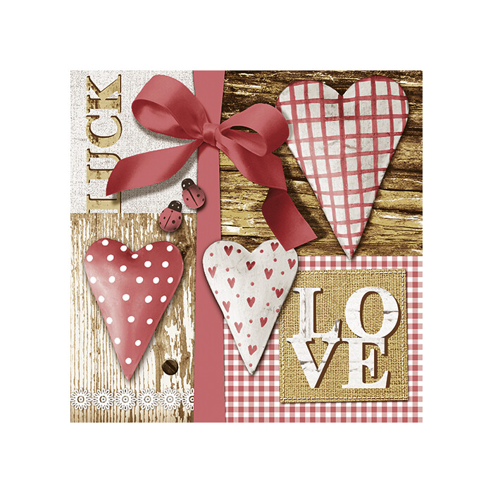 PAPSTAR Servietten Luck & Love 20 Stück 1/4-Falz 33 cm x 33 cm bunt