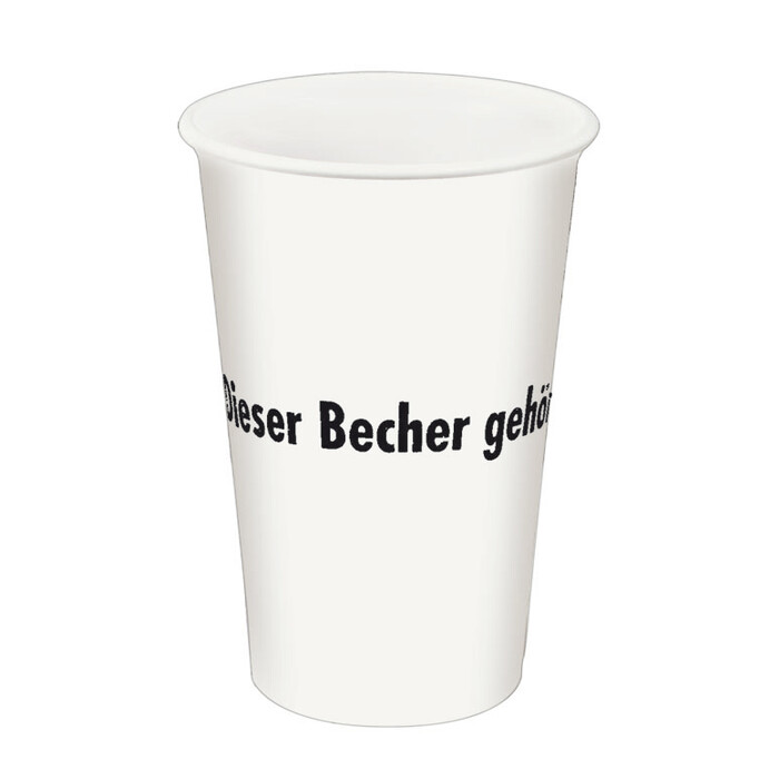 HOSTI Pappbecher Dieser Becher gehört 0,3 Liter 10 Stück weiß