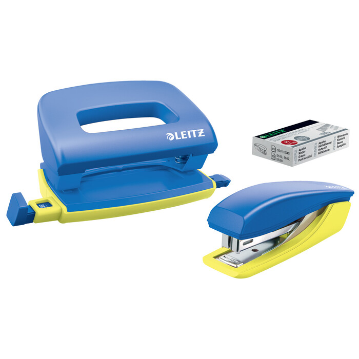 LEITZ Locher- und Hefter-Set, Urban Chic blau/gelb