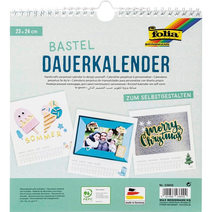 Dauerkalender zum Selbstgestalten, weiß