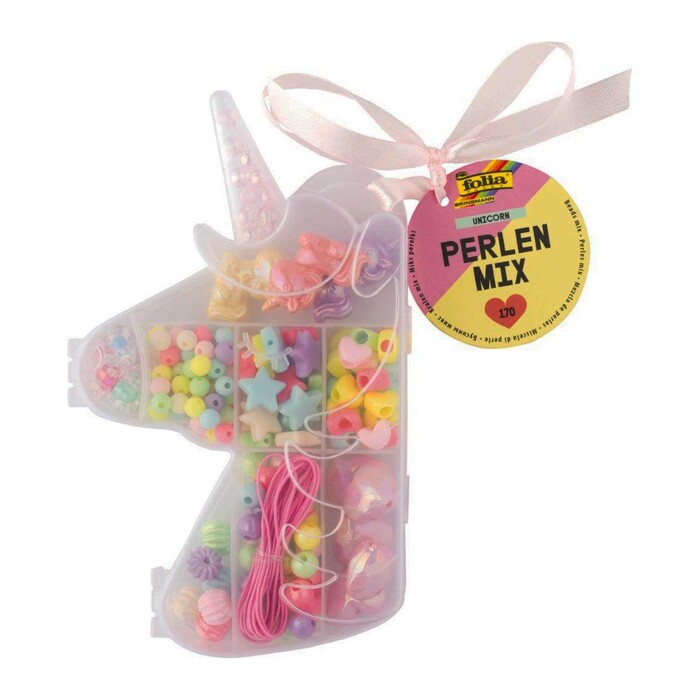 FOLIA Unicorn Perlen Mix 170 Teile mehrere Farben