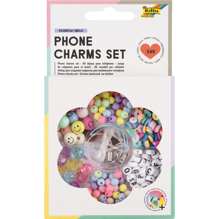 FOLIA Phone Charms-Set Rainbow Smile 349 Teile bunt