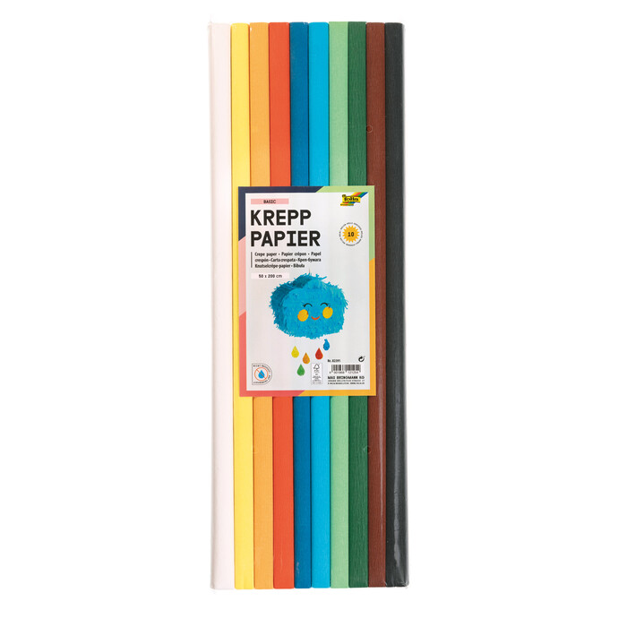 Folia Krepppapier-Rollen Basic, 50 x 200 cm, 10 Stück