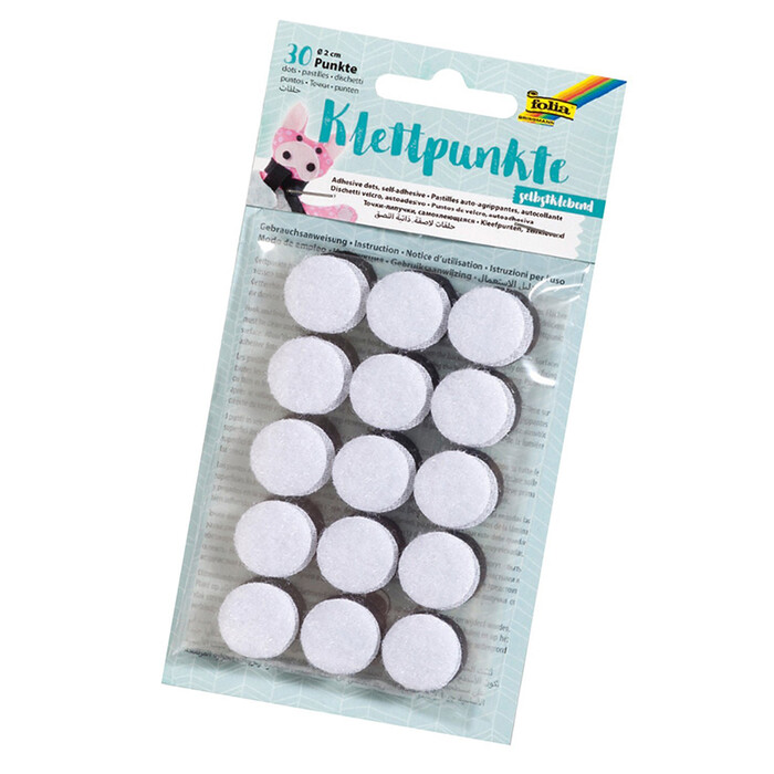 folia Klettpunkte, selbstklebend, 30 Stück, schwarz/weiß