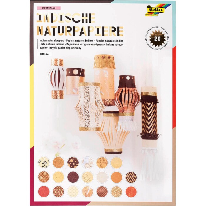 FOLIA Naturpapier Colours of India A4 20 Blatt gold/braun