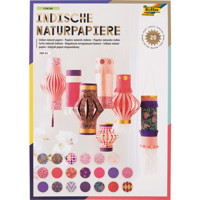 FOLIA Naturpapier Colours of India A4 20 Blatt rosa/lila
