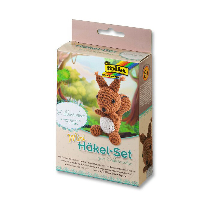 FOLIA Mini-Häkelset Eichhörnchen 8-10 cm braun