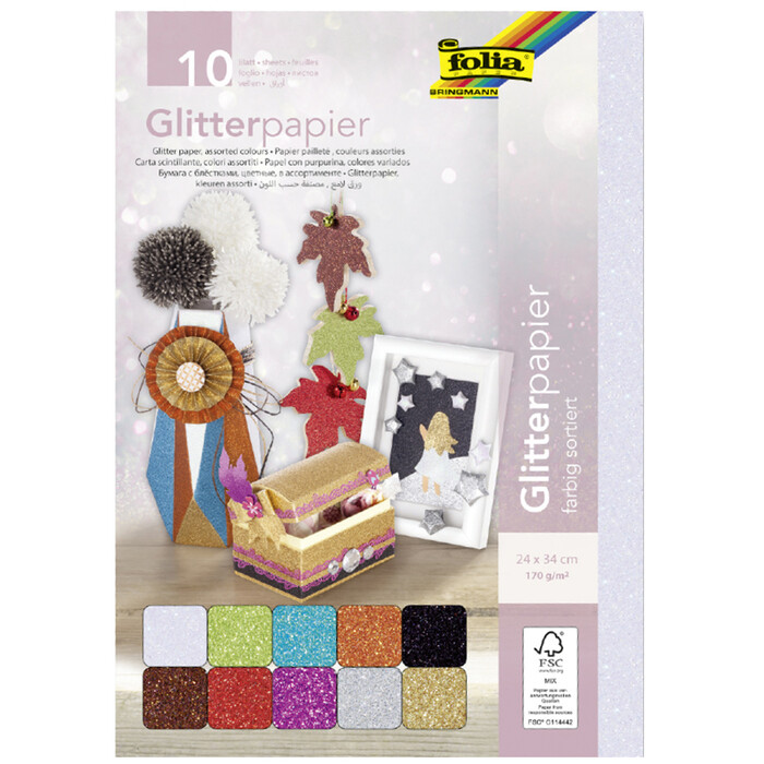 folia Glitterpapier, 10 Blatt