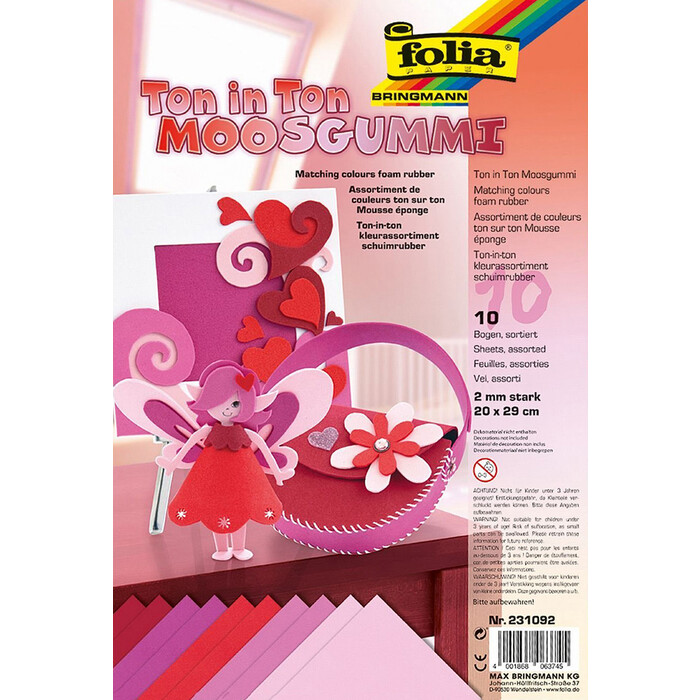 FOLIA Moosgummi Ton in Ton 10 Bögen 20 x 29 cm rot