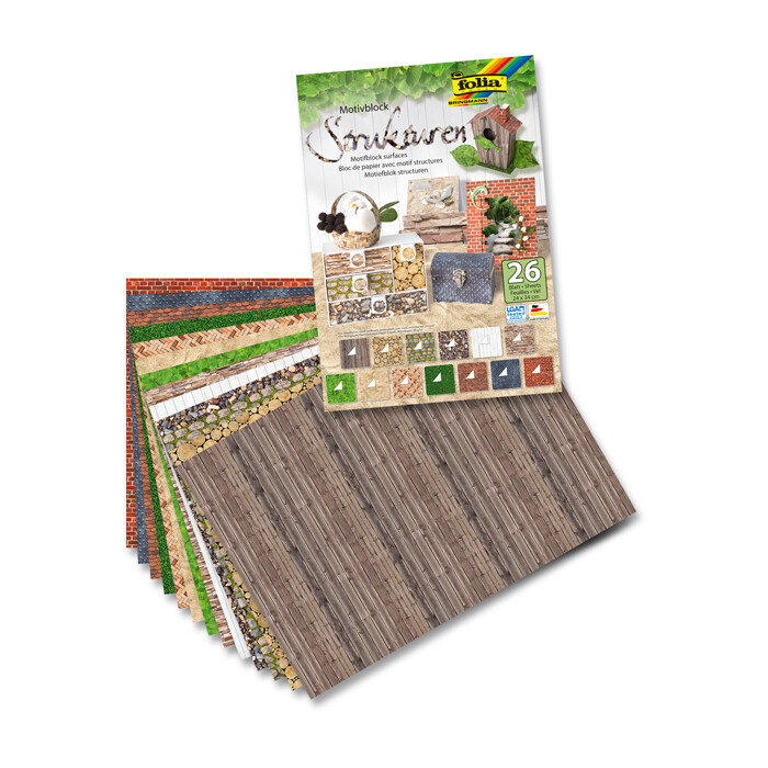 FOLIA Motivblock Strukturen 24 x 34 cm bunt