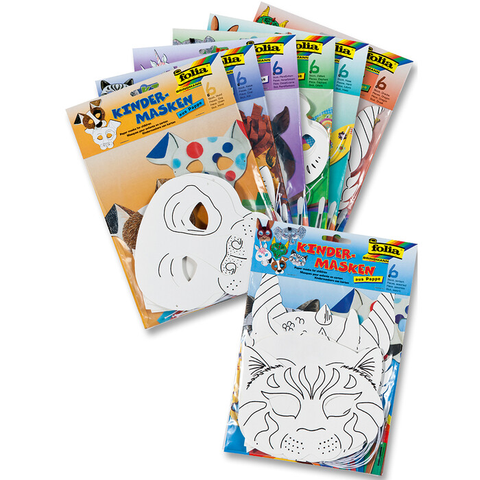 FOLIA Kindermasken verschiedene Motive 6 Stück