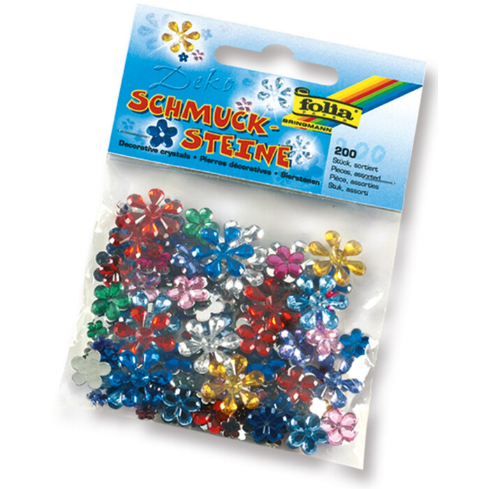 Schmucksteine Blumen, 200 Stück, sortiert