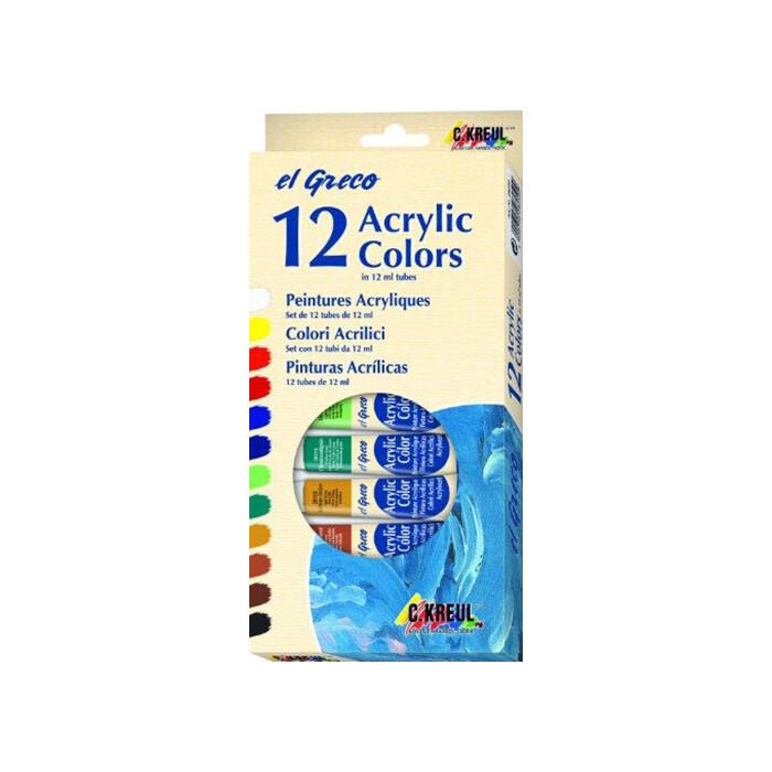 EL GRECO Acrylfarben-Set, 12 x 12 ml
