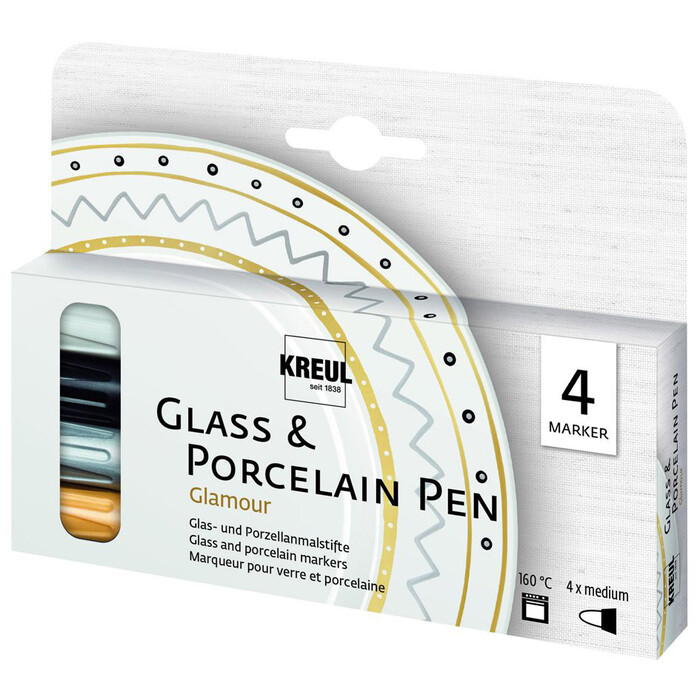 KREUL Glas- und Porzellanmalstifte Glamour 4 Stück mehrere Farben