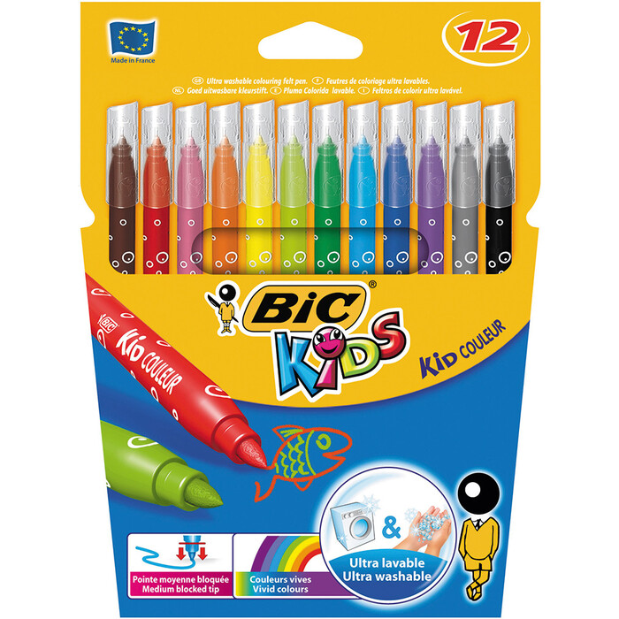 BIC Kids Couleur Fasermaler, 12 Stück