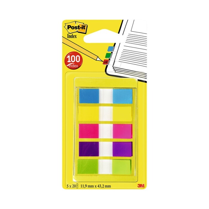 POST-IT Haftnotizen Index schmal 11,9 x 43,1 mm 5 x 20 Blatt mehrere Farben