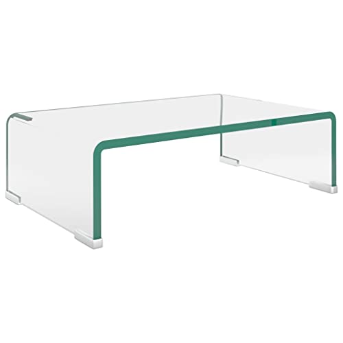 Vidaxl Tv-Tisch Aufsatz Monitor Erhöhung Glasbühne Podest Transparent 40X25X11Cm