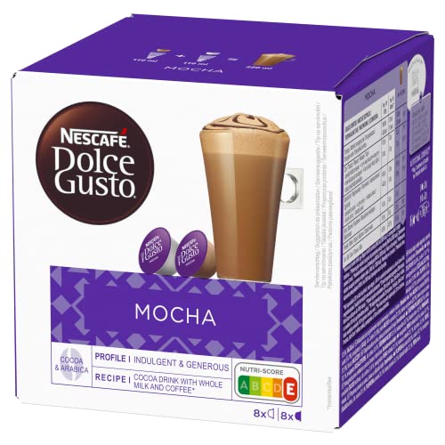 Nescafé Dolce Gusto Mocha | 16 Kapseln | Kaffee Aus Arabica Bohnen | Hochwertiger Kakao Mit Milch | Schnelle Zubereitung | Aromaversiegelte Kapseln |