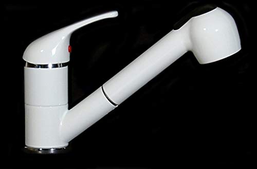 Einhebel Spüle, Küchenarmatur, Wasserhahn, Brause, Weiss Niederdruck