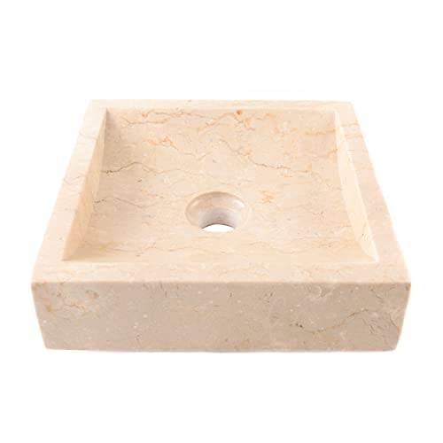 Marmor Waschbecken 30 Cm Eckig In Beige Von Wohnfreuden