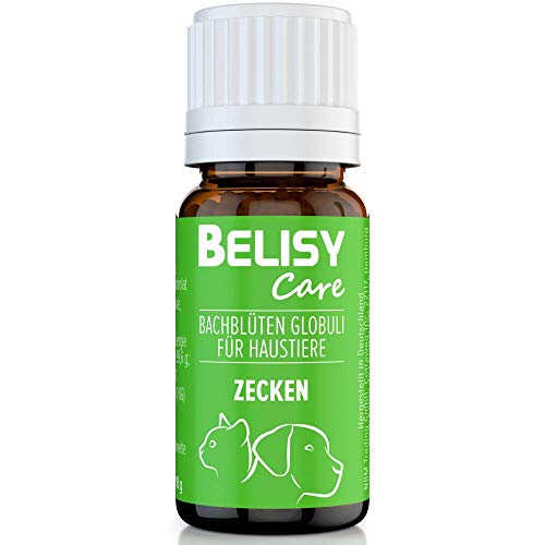 Belisy Zecken Bachblüten Kügelchen Für Hunde & Katzen - Spezial Bachblütenmischung Bei Zecken Mit Grapefruitkernextrakt - Alkoholfrei - 10 G