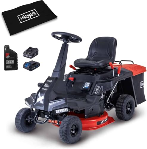 Scheppach Benzin Aufsitzmäher Mr235-61 | 6Ps | E-Start | Led | Inkl. Öl & Abdeckhaube | 61Cm Schnittbreite | 35-75Mm Schnitthöhe | Rasentraktor Mit 15