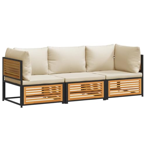 Vidaxl Garten Sofa Garnitur 3-Tlg., Gartenmöbel Set Mit Kissen, Sitzgruppe Für Garten Terrasse, Lounge Sitzgarnitur, Massivholz Akazie