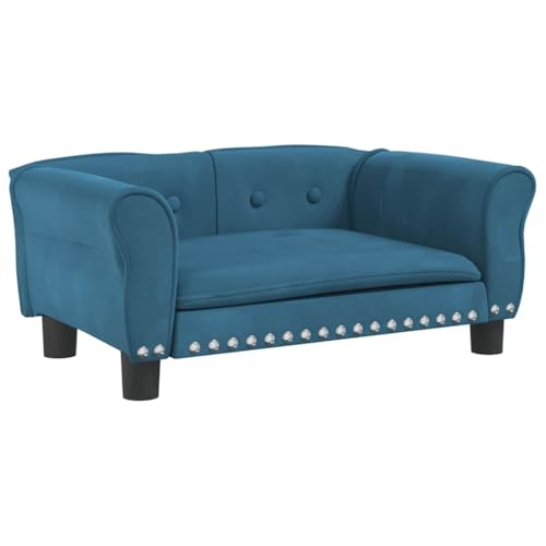 Vidaxl Hundebett, Hundekissen Mit Weicher Polsterung, Hundesofa Hundecouch Für Kleine Hunde Haustiere, Haustierbett Katzenbett, Blau Samt