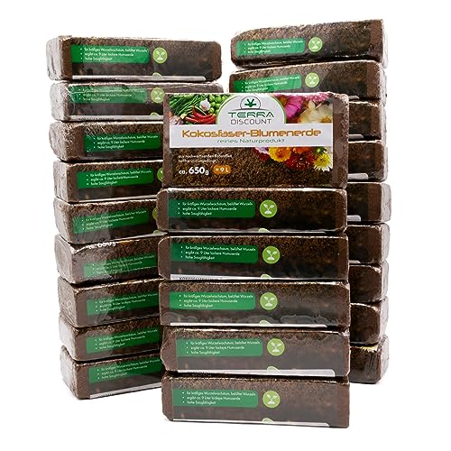 Terra Discount Kokosfaserhumus *Blumenerde* 24X Ca.650G (Ergibt Ca. 216 Liter),Kokoserde Als Hochbeeterde Und Für Pflanzen/Zimmerpflanzen, Aus Nachwac