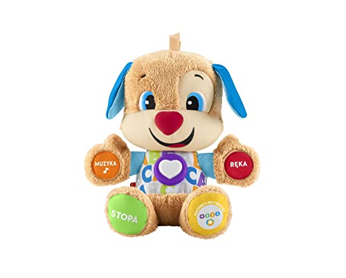 Fisher-Price Lernspaß-Hündchen Mit Drei Stufen | Sprechendes Kuscheltier Mit Musik Als Kinderspielzeug Und Baby Spielzeug | Interaktiver Teddybär, Ver