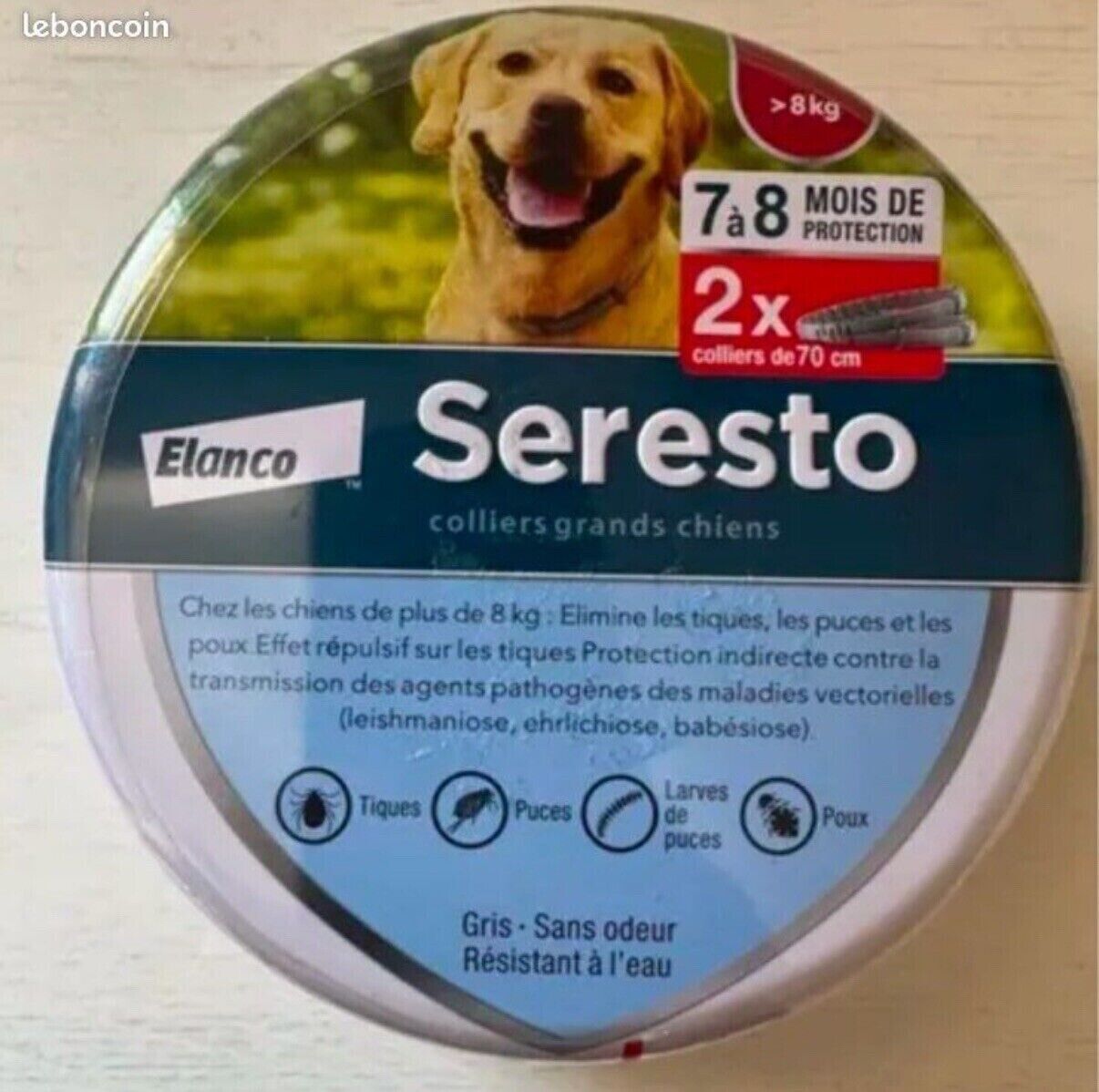 Collier anti-puces anti-tiques SERESTO Original® - Chien > 8kg - Lot de 2 -