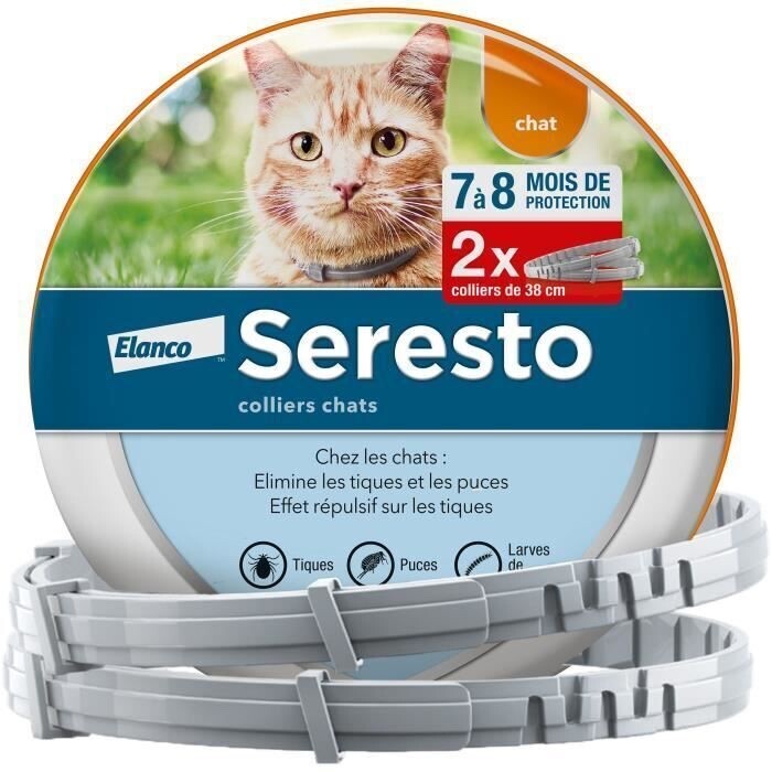 2 Colliers Anti-Puces et Anti-Tiques SERESTO ORIGINAL Chat Protection