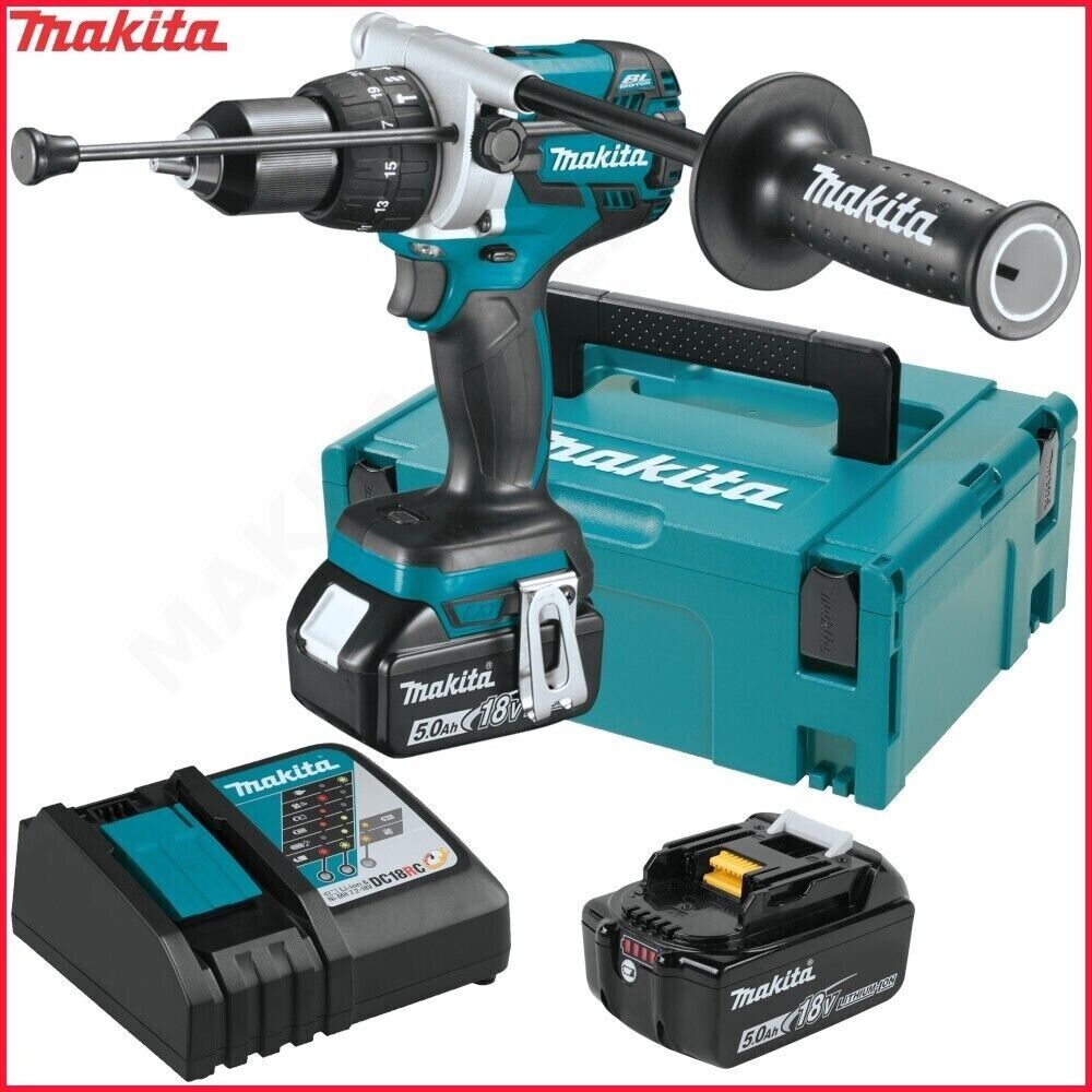 MAKITA DHP481RTJ Perceuse à percussion 2 batteries 5Ah/18V coffret MAKPAC 125Nm;