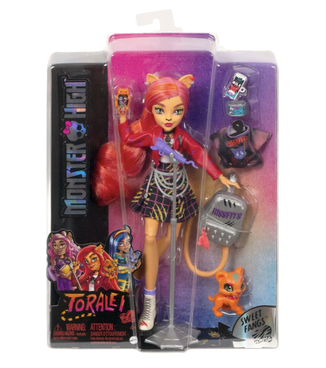 Mattel Monster High Poupée Toralei Rayure Avec Animal Coloré Strié Cheveux Neuf