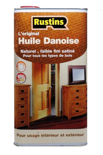 Rustins 5L Danish Oil - L'Huile Danoise Claire Originale Pour Tous Les Types De Bois - Extérieur Et Intérieur - Sécurité, Nourriture Et Jouets