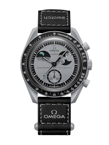 Swatch Montre Bracelet Moonswatch Omega X Mission To Earthphase En Biocéramique, Gris, Bracelet