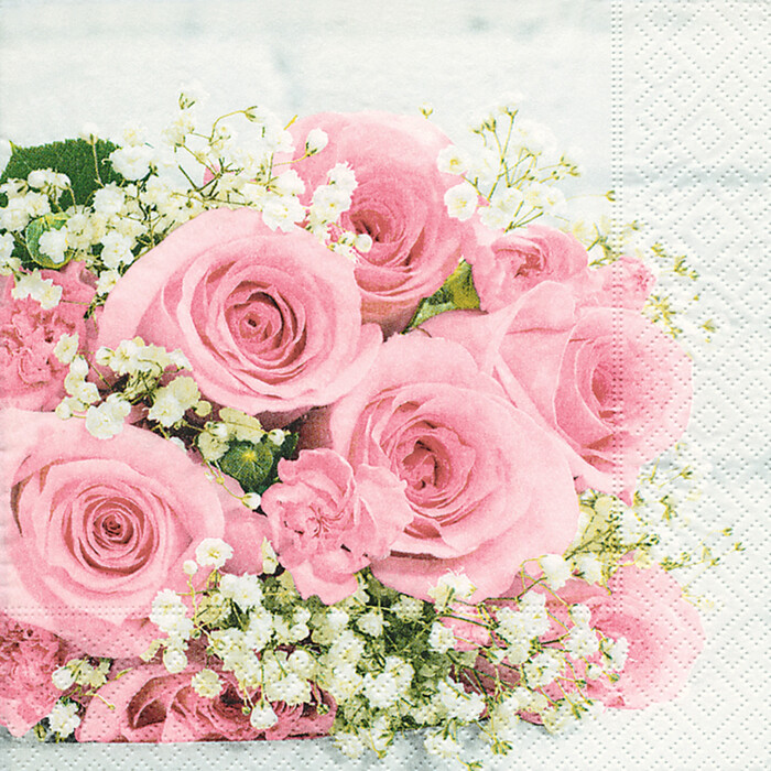 Servietten Rosen 25 x 25 cm 20 Stück rosa