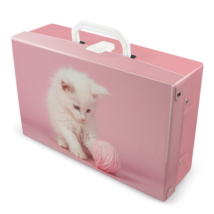 Handarbeitskoffer Katze 21,5 x 32,5 x 11 cm lila