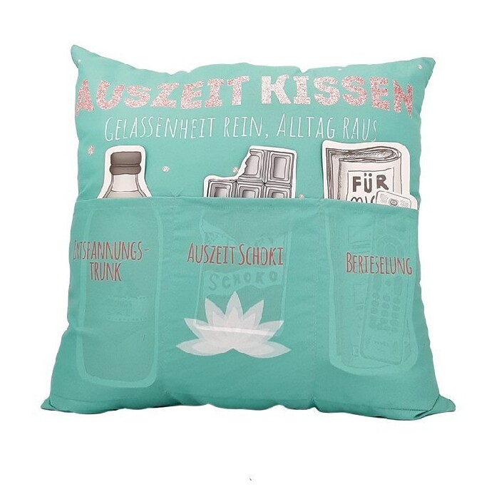 Kissen Auszeitkissen mit 3 Taschen grün