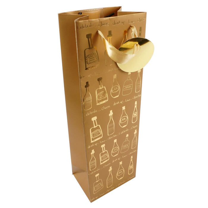 Flaschentasche in edlem Goldton 12 x 35,8 x 9 cm gold