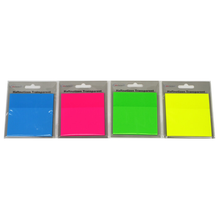 Haftnotizen farbig transparent 80 x 80 mm 50 Blatt sortiert 1 Stück