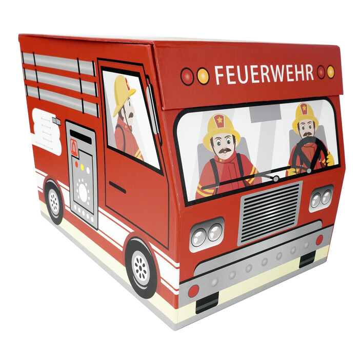 Geschenkschachtel Feuerwehrauto 19 x 19 x 27 cm rot
