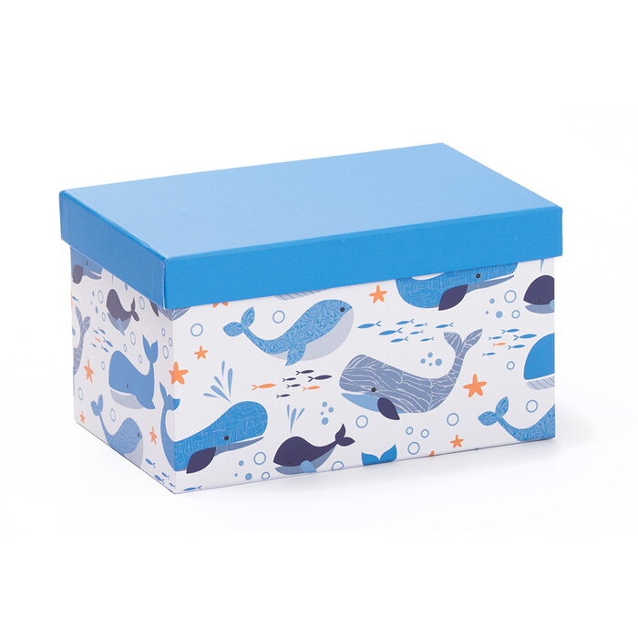 Geschenkschachtel Fische 21 x 14 x 12 cm blau