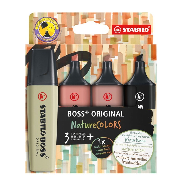 STABILO BOSS Leuchtmarker ORIGINAL NatureCOLORS warm 4er Etui