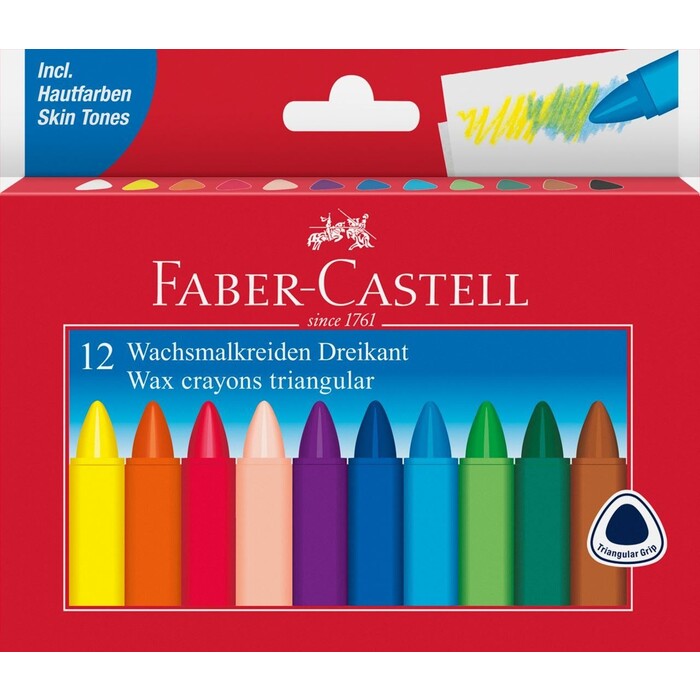 FABER-CASTELL Wachsmalkreiden Dreikant 12er Kartonetui