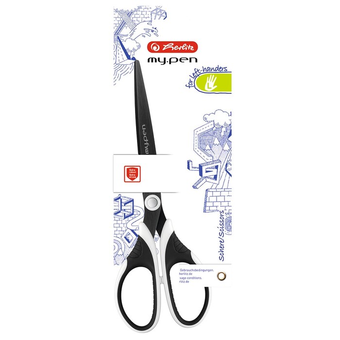 HERLITZ Schere my.pen für Linkshänder 18 cm schwarz/weiß