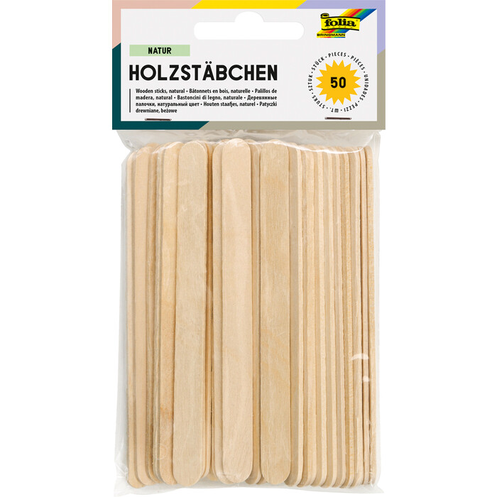 FOLIA Holzstäbchen Natur 50 Stück natur